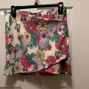 Zara Floral Mini Skirt - Pink, Yellow, Green